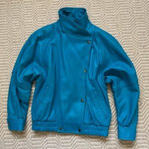 NORDSTROM Vintage Dolman Turquoise Leather Jacket
